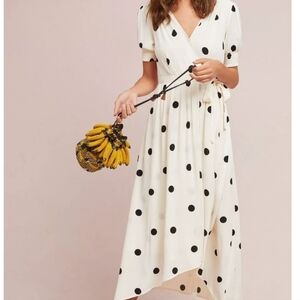 Anthropologie Maeve Breanna Faux Wrap Polka dot dress size 6